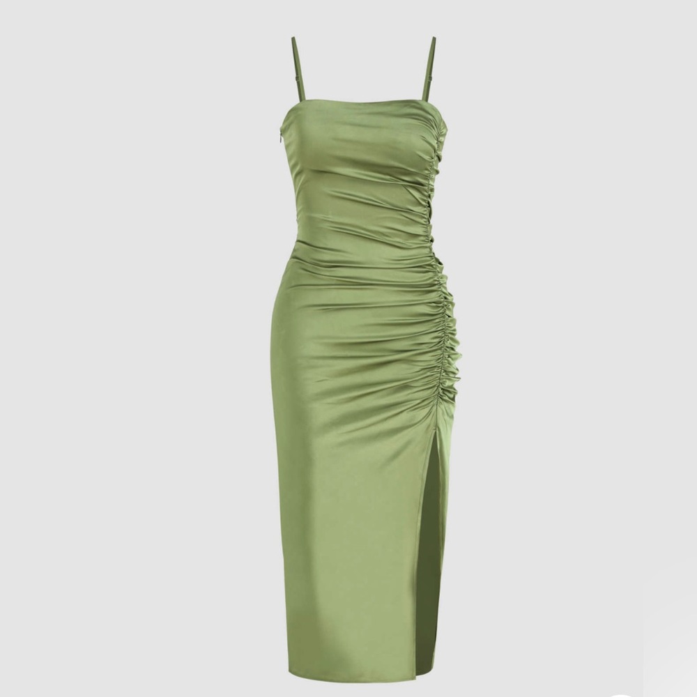 Cider satin ruched dress